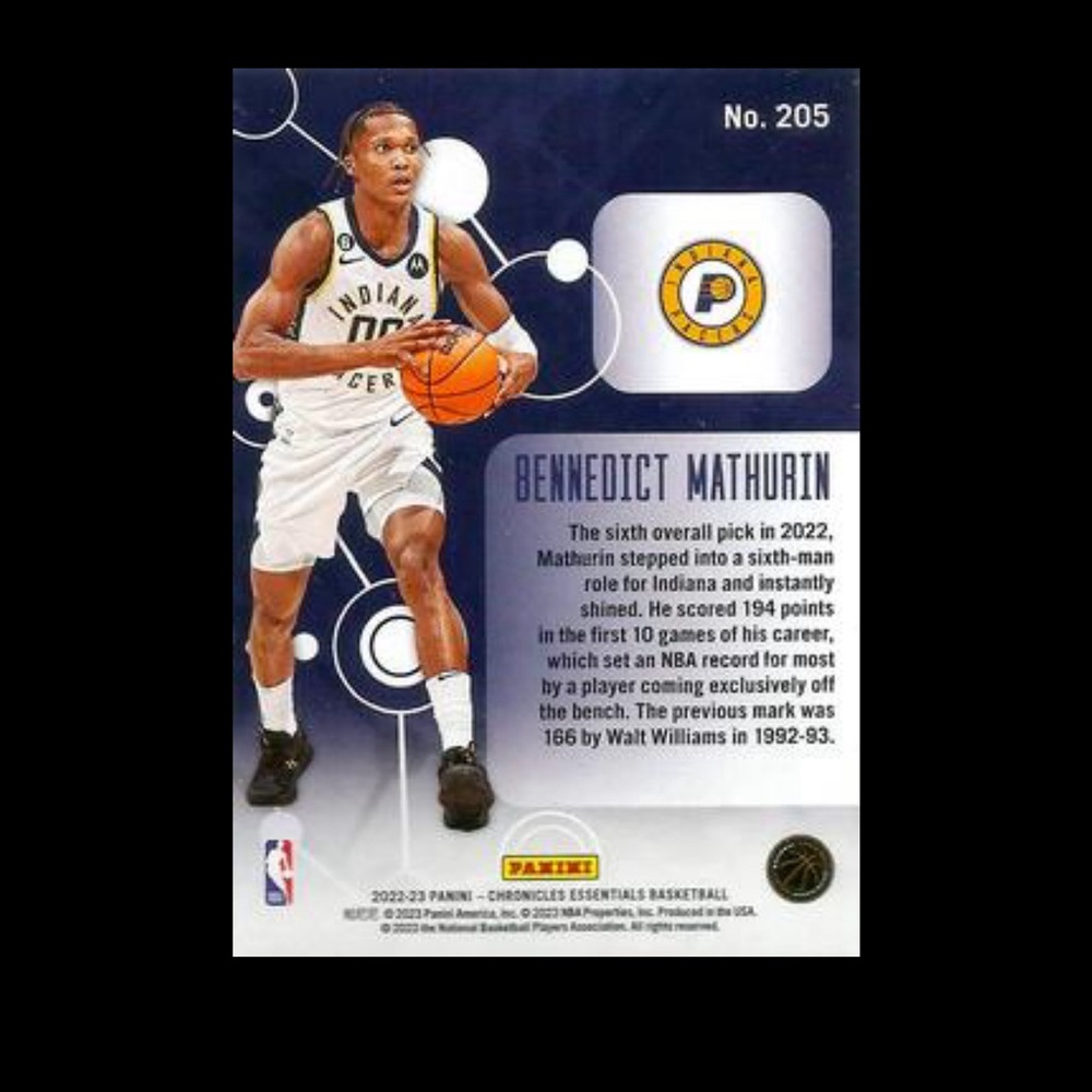 Benedict Mathurin Rookie Card - Picture 2 of 2